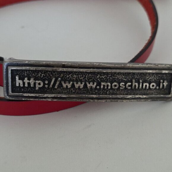 MOSCHINO Jeans | Leather Belt Skinny Red - Picture 2 of 4